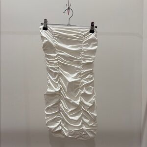 Elegant White Ruched Dress